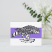 ホークの白黒のイラストレーション ポストカード (スタンド正面)