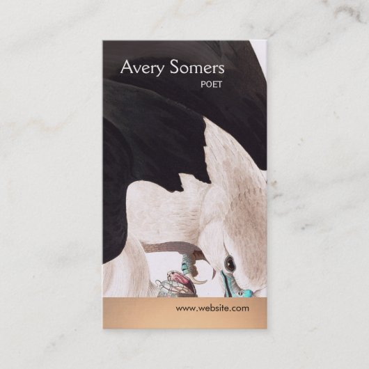 ホーククール芸術的詳細のヴィンテージエッチング 名刺 (正面)