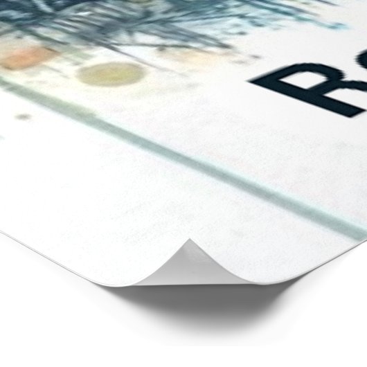 ホークスアートと穏やかな水彩自然の風景 ポスター (角)