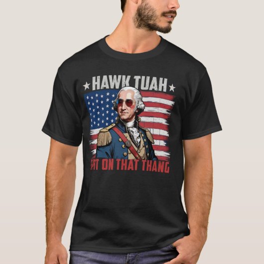 ホークトゥアアメリカ国旗Jのジョージ・ワシントン4th Tシャツ (正面)