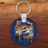 ホーク顔ドリームキャッチャーのキーチェーン キーホルダー (正面)