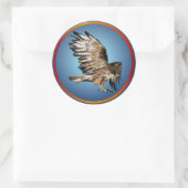 ホーク飛んでいるステッカー ラウンドシール (バッグ)