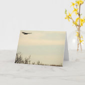 ホーク飛んでいるハイノートカード カード (黄色い花)