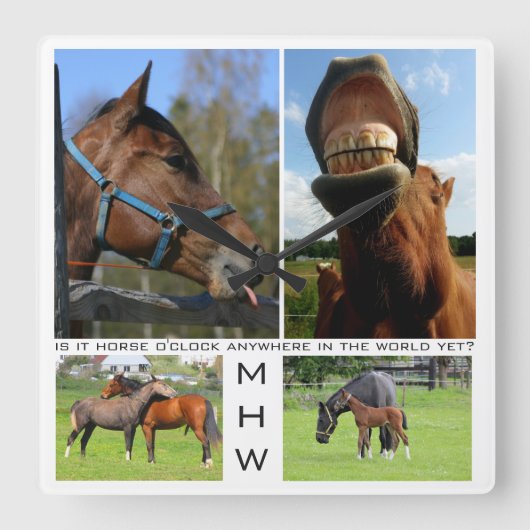 ホーシのまわりにングカスタム馬壁時計 スクエア壁時計 (正面)