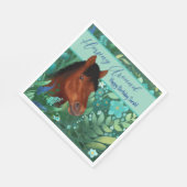 ホーシンのまわりにフラワー恋人ブラウン馬 スタンダードランチョンナプキン (角)