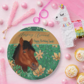 ホーシンのまわりにフラワー恋人ブラウン馬 ペーパープレート (パーティー)