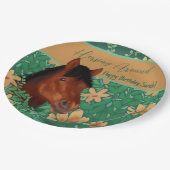 ホーシンのまわりにフラワー恋人ブラウン馬 ペーパープレート (アングル)