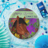 ホーシンのまわりにフラワー恋人ブラウン馬 ペーパープレート (パーティー)