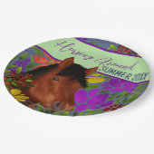 ホーシンのまわりにフラワー恋人ブラウン馬 ペーパープレート (アングル)