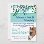 ホーシンのまわりにフラワー恋人ブラウン馬 招待状 (裏面)