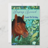 ホーシンのまわりにフラワー恋人ブラウン馬 招待状 (正面)