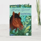 ホーシンのまわりにフラワー恋人ブラウン馬 招待状 (正面)