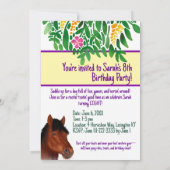 ホーシンのまわりにフラワー恋人ブラウン馬 招待状 (裏面)