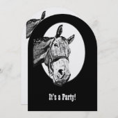 ホースおもしろいウェスタンテーマ誕生日カスタム招待状 招待状 (正面/裏面)