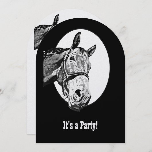 ホースおもしろいウェスタンテーマ誕生日カスタム招待状 招待状 (正面/裏面)