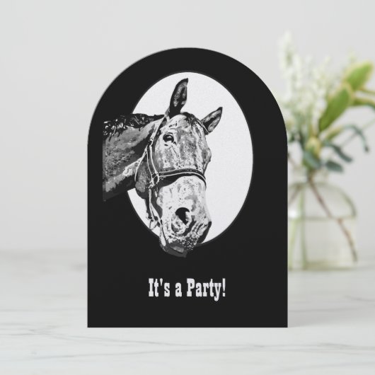 ホースおもしろいウェスタンテーマ誕生日カスタム招待状 招待状 (スタンド正面)