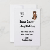 ホースおもしろいウェスタンテーマ誕生日カスタム招待状 招待状 (裏面)