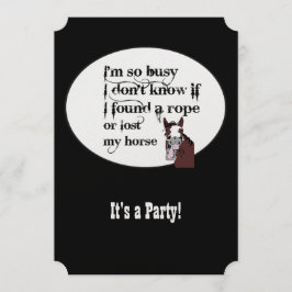 ホースおもしろいウェスタンテーマ誕生日カスタム招待状 招待状