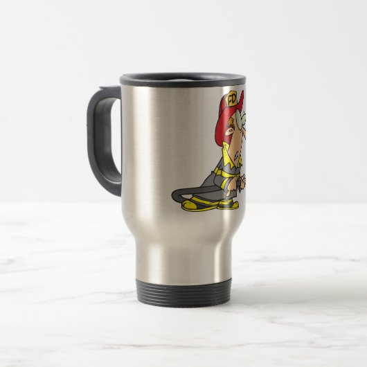 ホースおもしろい緊急応答機付き消防士 トラベルマグ (正面左)