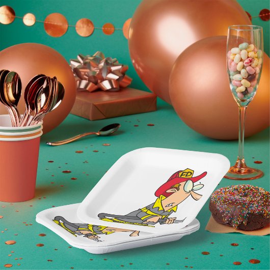 ホースおもしろい緊急応答機付き消防士 ペーパープレート