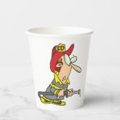 ホースおもしろい緊急応答機付き消防士 紙コップ (正面)