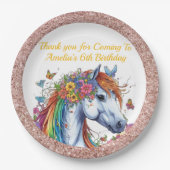 ホースお洒落レインボーフローラ馬術誕生日 ペーパープレート (正面)