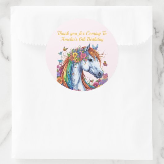 ホースお洒落レインボーフローラ馬術誕生日 ラウンドシール (バッグ)