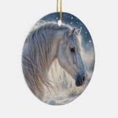 ホースかわいらしインザスノー季節のごあいさつホリデイ セラミックオーナメント (右)