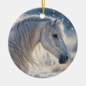 ホースかわいらしインザスノー季節のごあいさつホリデイ セラミックオーナメント (正面)