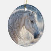 ホースかわいらしインザスノー季節のごあいさつホリデイ セラミックオーナメント (左)