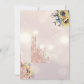 ホースかわいらしグリッタードリップスサンフラワーズ誕生日 招待状 (裏面)