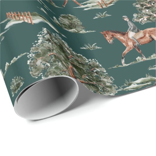 ホースかわいらしジョッキーライディング誕生日 ラッピングペーパー (ロールコーナー)