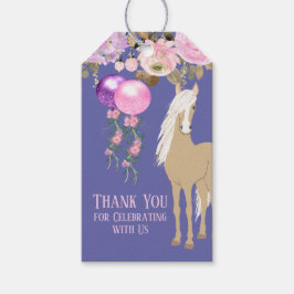 ホースかわいらしフローラペリウィンクル誕生日メッセージカード ギフトタグ
