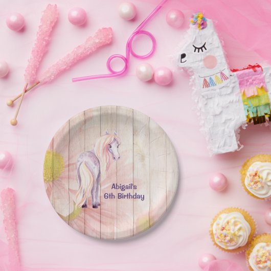 ホースとかわいらしデイジーオンバーンウッド誕生日 ペーパープレート (パーティー)