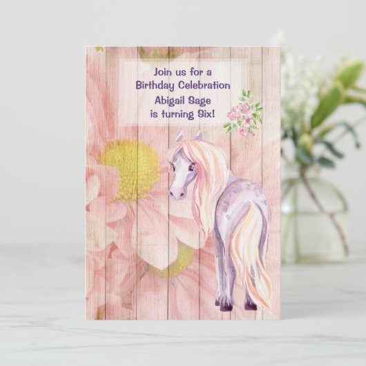 ホースとかわいらしデイジーオンバーンウッド誕生日 招待状 (スタンド正面)