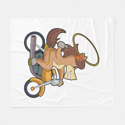 ホースとしてカウボーイ投げなわ&バイク フリースブランケット (正面(横))