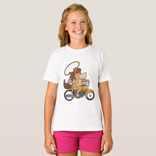 ホースとしてカウボーイ投げなわ&バイク Tシャツ (正面フル)