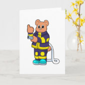 ホースと共に消防士として働く カード (黄色い花)