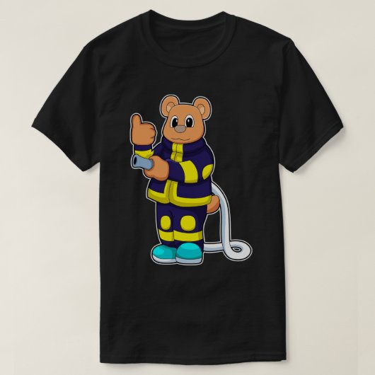 ホースと消防署で消防士としてクマ Tシャツ (デザイン正面)