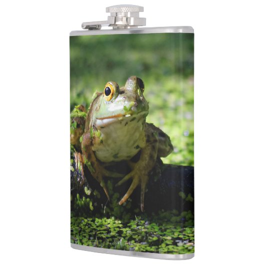 ホースにポーズをとるグリーンカエル フラスク (左)