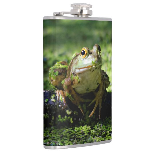 ホースにポーズをとるグリーンカエル フラスク (右)