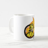 ホースのマグを持つ消防士 コーヒーマグカップ (正面左)