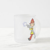 ホースのTシャツおよびギフトを持つメスの消防士 フロストグラスマグカップ (正面右)