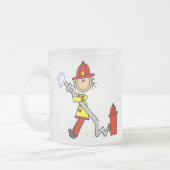 ホースのTシャツおよびギフトを持つメスの消防士 フロストグラスマグカップ (左)