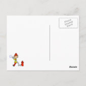 ホースのTシャツおよびギフトを持つメスの消防士 ポストカード (裏面)