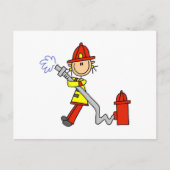 ホースのTシャツおよびギフトを持つメスの消防士 ポストカード (正面)
