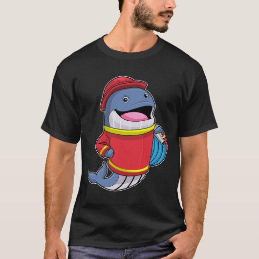 ホースを使った消防士としての鯨 Tシャツ (正面)