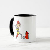 ホースを持つ棒の姿の消防士 マグカップ (正面左)