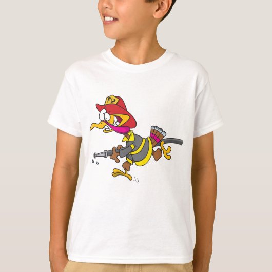 ホースを持つ消防士七面鳥 Tシャツ (正面)