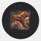 ホースアメリカンフラッグウイングイーグル誇りを持った愛国的4t ラウンドシール (正面)